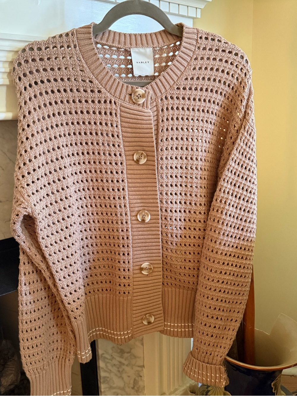 NWT Varley Open Weave Cotton Cardigan Sweater